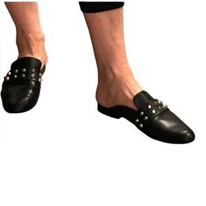 Dolce Vita Candy Black Leather Silver Metal Studs Slide On loafer Mule 8